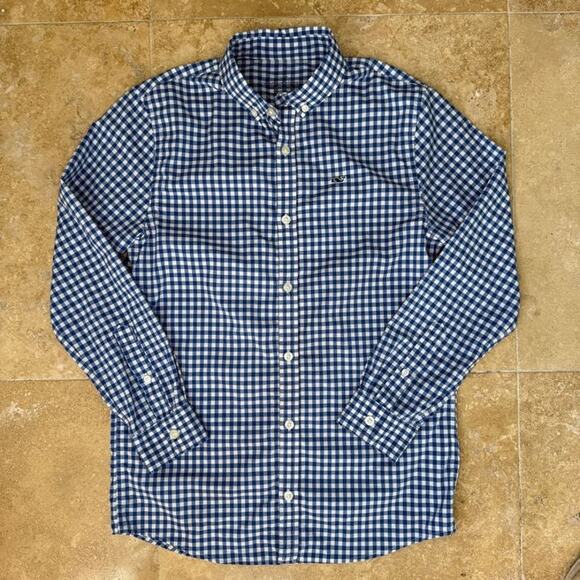 Vineyard Vines Boys Gingham Button Down Shirt Size M Long Sleeve Preppy Classic - Picture 1 of 7